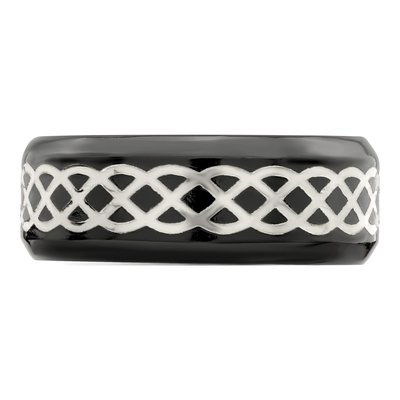 Titanium & Sterling Silver 9mm Black Celtic Wedding Band – view 4