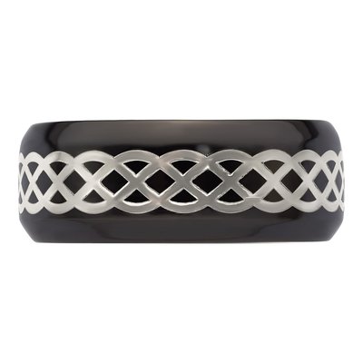 Titanium & Sterling Silver 9mm Black Celtic Wedding Band – view 5