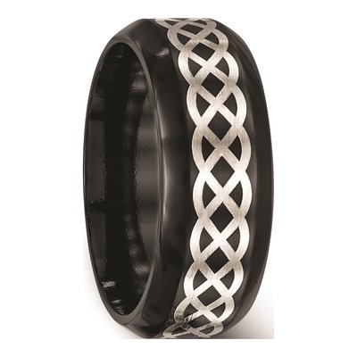 Titanium & Sterling Silver 9mm Black Celtic Wedding Band – view 6
