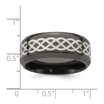 Titanium & Sterling Silver 9mm Black Celtic Wedding Band – view 8