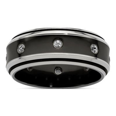 Titanium 9mm Black Sapphire Wedding Band