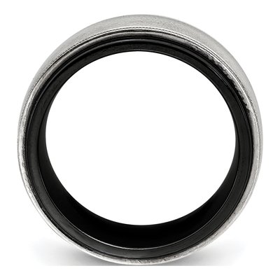 Titanium & Sterling Silver 10mm Black Milgrain Wedding Band – view 2