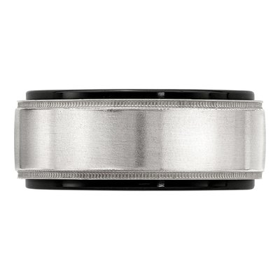 Titanium & Sterling Silver 10mm Black Milgrain Wedding Band – view 3