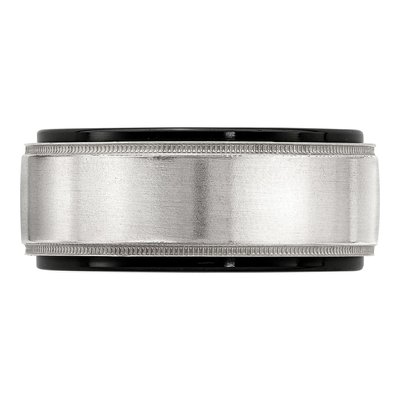 Titanium & Sterling Silver 10mm Black Milgrain Wedding Band – view 4