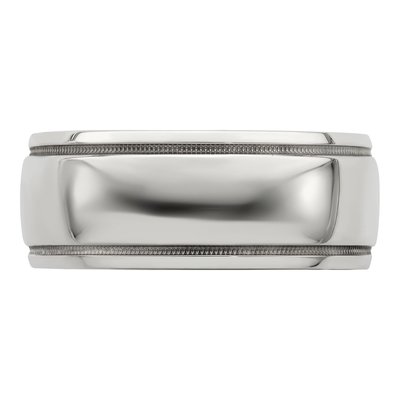 Titanium & Sterling Silver 10mm Black Milgrain Wedding Band – view 4