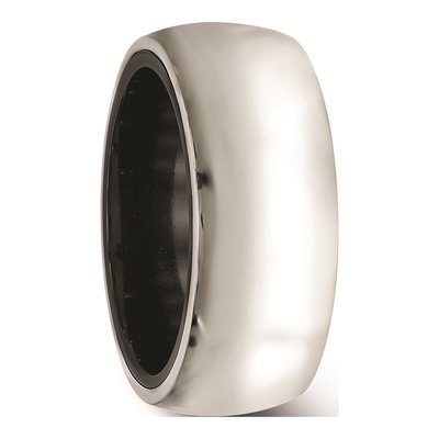 Titanium & Sterling Silver 10mm Black Domed Wedding Band – view 5