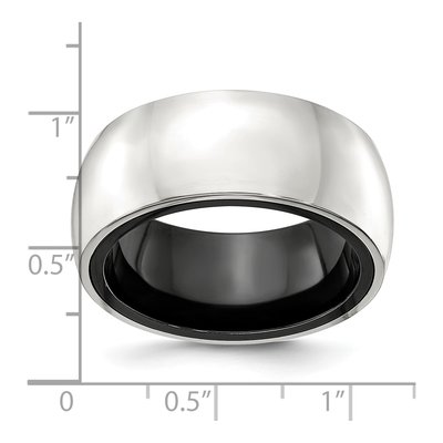 Titanium & Sterling Silver 10mm Black Domed Wedding Band – view 7