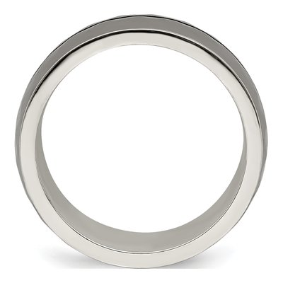 Titanium & Sterling Silver 10mm Black Stripe Wedding Band – view 2