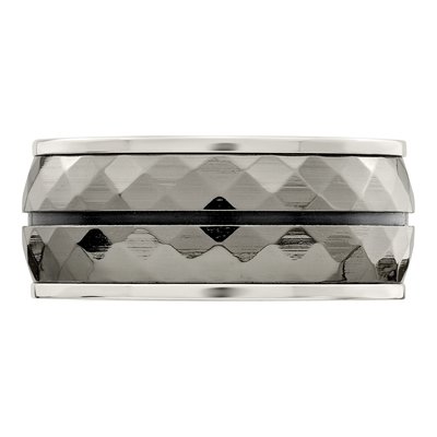 Titanium & Sterling Silver 10mm Black Stripe Wedding Band – view 3