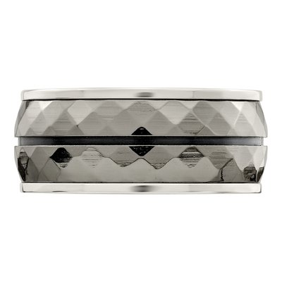 Titanium & Sterling Silver 10mm Black Stripe Wedding Band – view 4