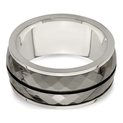 Titanium & Sterling Silver 10mm Black Stripe Wedding Band – view 5
