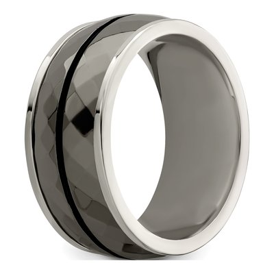 Titanium & Sterling Silver 10mm Black Stripe Wedding Band – view 6