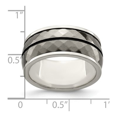 Titanium & Sterling Silver 10mm Black Stripe Wedding Band – view 8