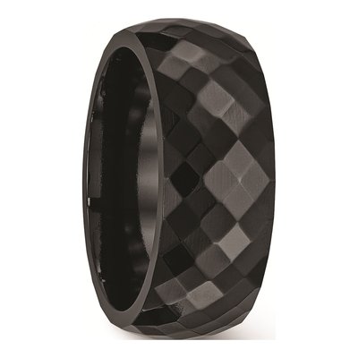 Titanium 9mm Black Faceted Wedding Band – view 6