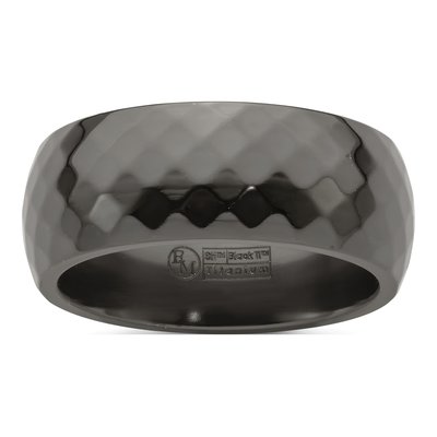 Titanium 9mm Black Faceted Wedding Band