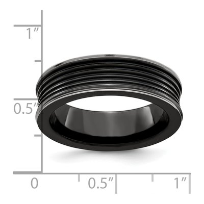 Titanium 7mm Black Concave Wedding Band – view 7