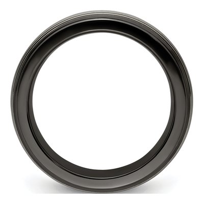 Titanium 9mm Black Grooved Step Edge Wedding Band – view 3