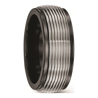 Titanium 9mm Black Grooved Step Edge Wedding Band – view 6