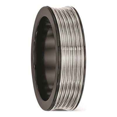 Titanium 7mm Black Ti Grooved Wedding Band – view 5