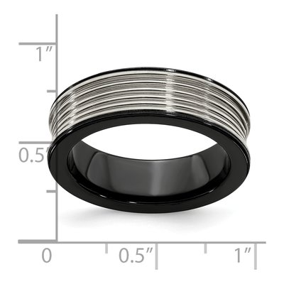 Titanium 7mm Black Ti Grooved Wedding Band – view 7