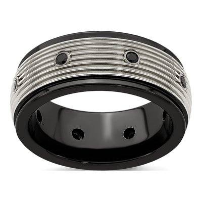 Titanium Black Spinel Ring