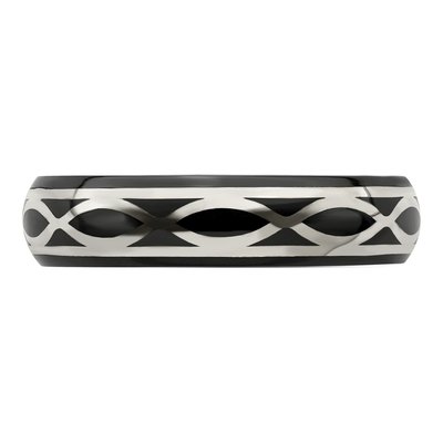 Titanium & Sterling Silver 6mm Black Infinity Wedding Band – view 4