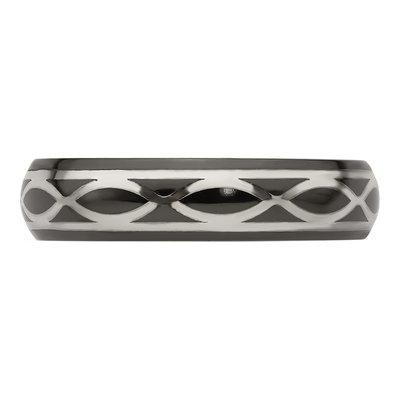 Titanium & Sterling Silver 6mm Black Infinity Wedding Band – view 5