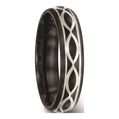 Titanium & Sterling Silver 6mm Black Infinity Wedding Band – view 6