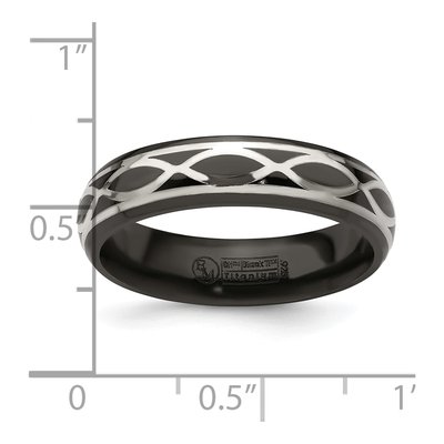 Titanium & Sterling Silver 6mm Black Infinity Wedding Band – view 8