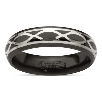 Titanium & Sterling Silver 6mm Black Infinity Wedding Band