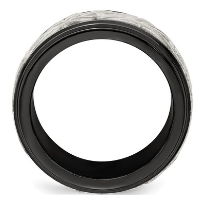 Titanium & Sterling Silver 11mm Black Wedding Band – view 2