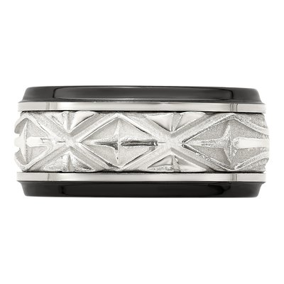 Titanium & Sterling Silver 11mm Black Wedding Band – view 3