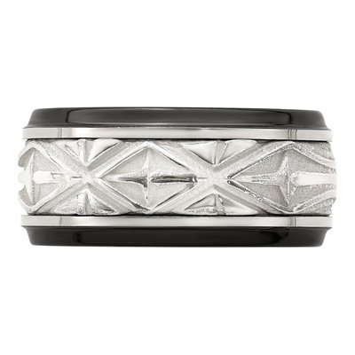 Titanium & Sterling Silver 11mm Black Wedding Band – view 4
