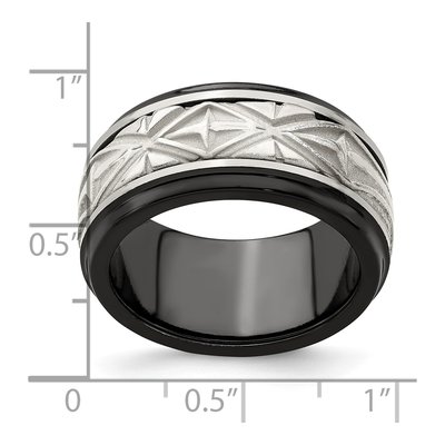 Titanium & Sterling Silver 11mm Black Wedding Band – view 7