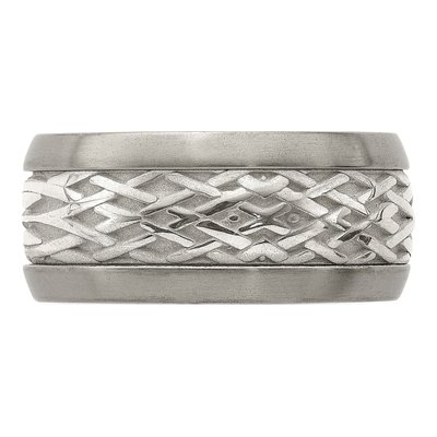 Titanium & Sterling Silver 11mm Weave Wedding Band – view 4
