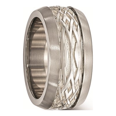 Titanium & Sterling Silver 11mm Weave Wedding Band – view 5