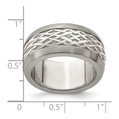 Titanium & Sterling Silver 11mm Weave Wedding Band – view 7