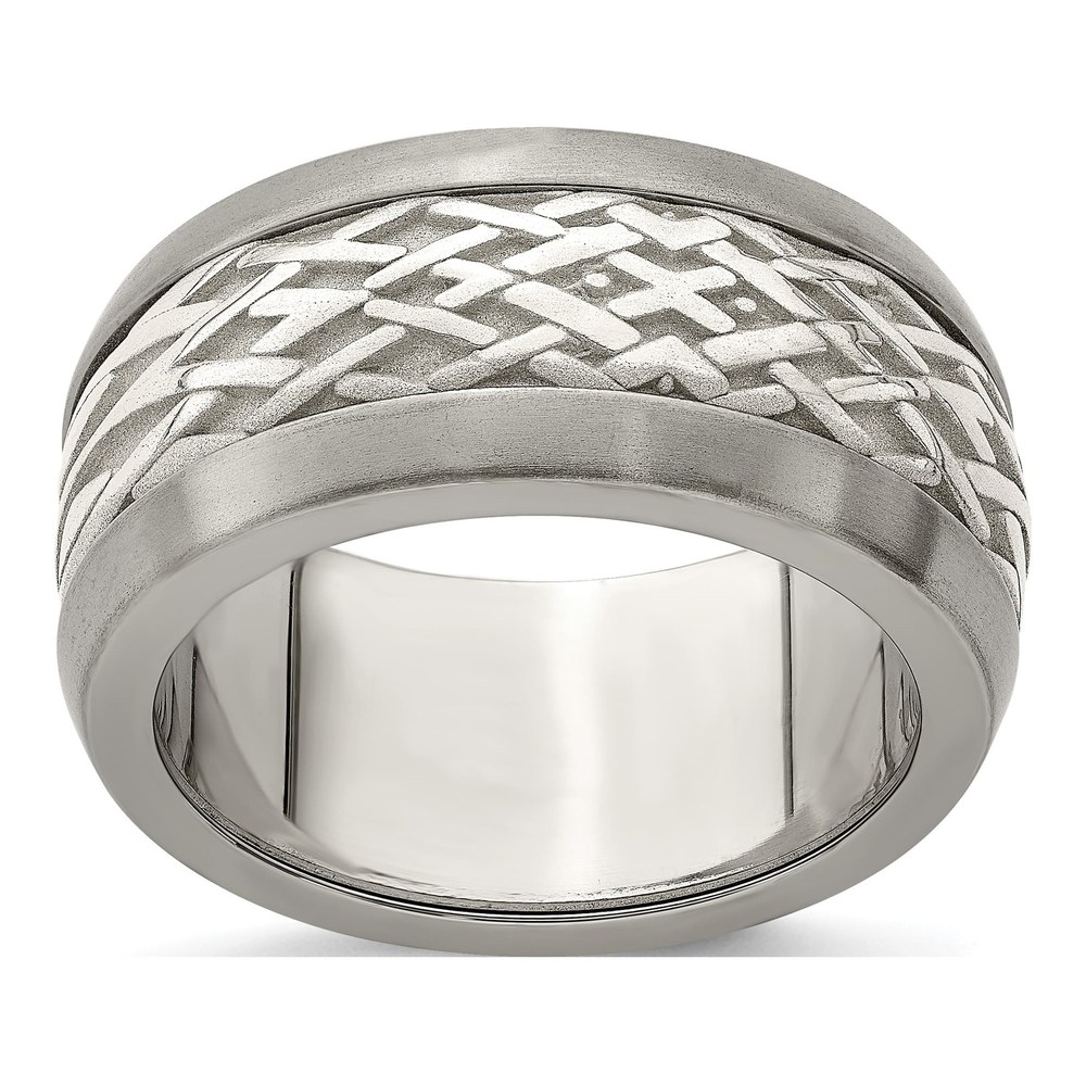 Edward Mirell Titanium & Silver Weave Wedding Band