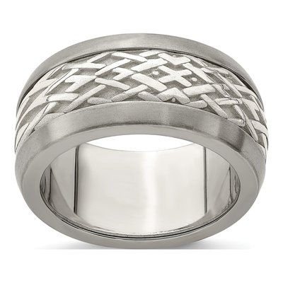 Titanium & Sterling Silver 11mm Weave Wedding Band
