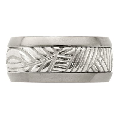 Titanium & Sterling Silver 11mm Leaf Wedding Band – view 3
