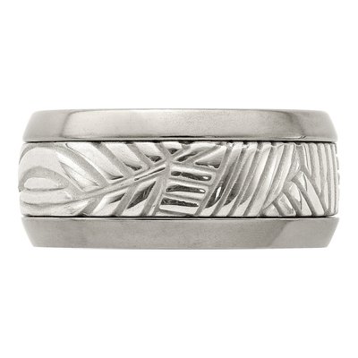 Titanium & Sterling Silver 11mm Leaf Wedding Band – view 4