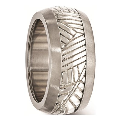 Titanium & Sterling Silver 11mm Leaf Wedding Band – view 5