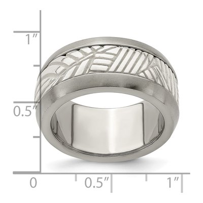 Titanium & Sterling Silver 11mm Leaf Wedding Band – view 7