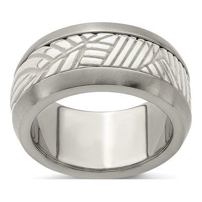 Titanium & Sterling Silver 11mm Leaf Wedding Band