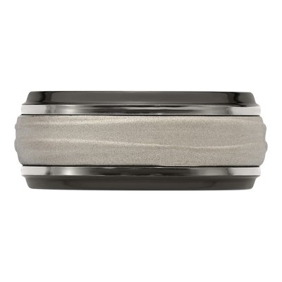 Titanium & Sterling Silver 10mm Black Wave Wedding Band – view 5