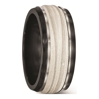 Titanium & Sterling Silver 10mm Black Wave Wedding Band – view 6