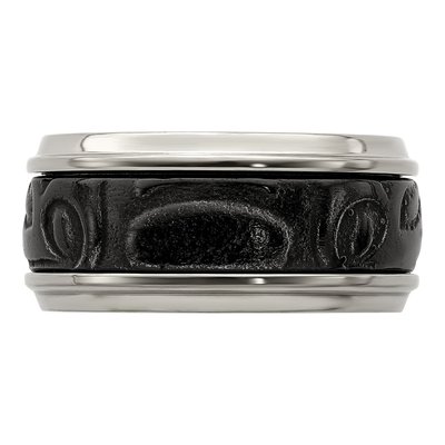 Titanium 11mm Black Ti Fancy Wedding Band – view 3