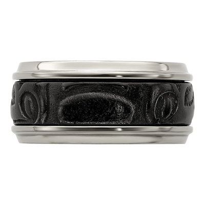 Titanium 11mm Black Ti Fancy Wedding Band – view 4
