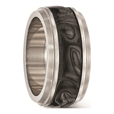 Titanium 11mm Black Ti Fancy Wedding Band – view 5