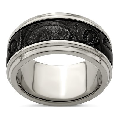 Titanium 11mm Black Ti Fancy Wedding Band